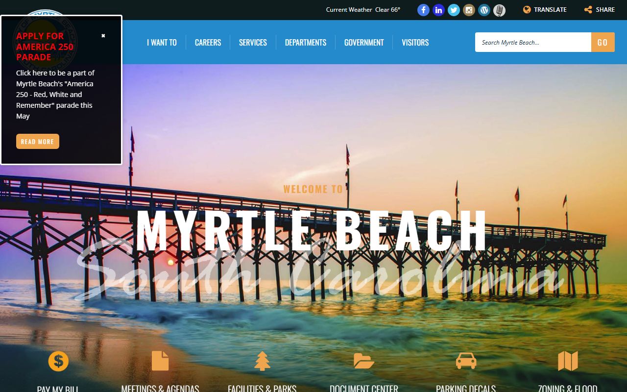 City of Myrtle Beach official website for traffic ticket records