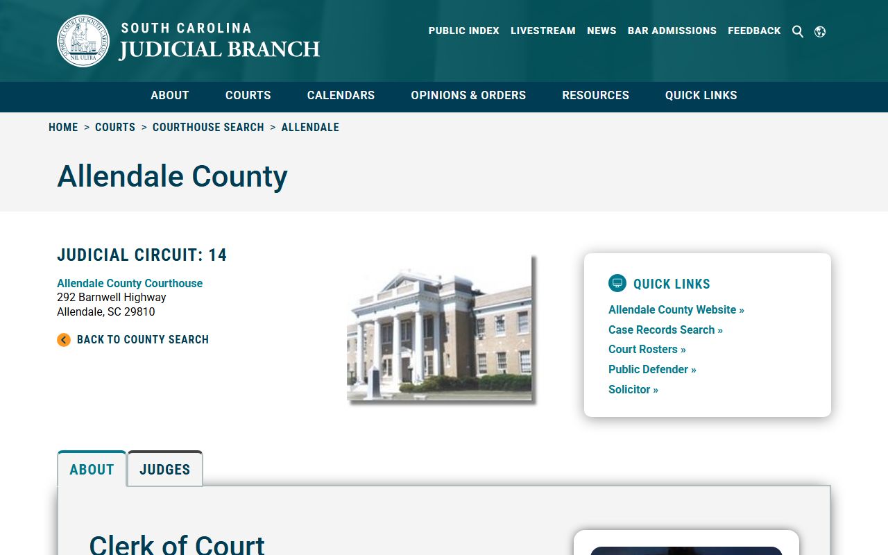 Allendale County traffic ticket records SC Courts courthouse information