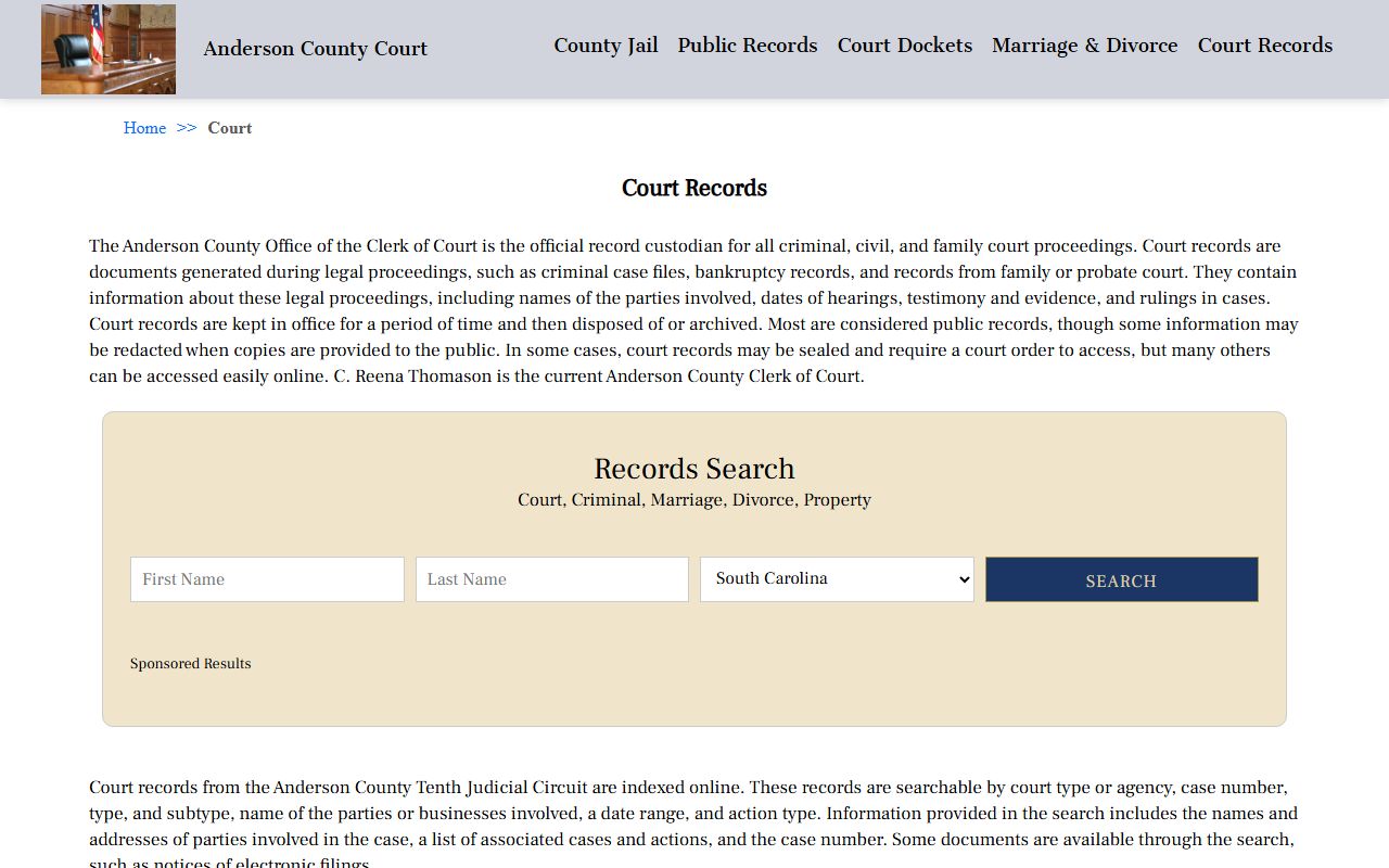 Anderson County court records traffic ticket records