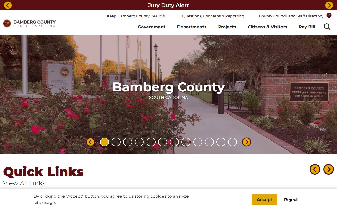 Bamberg County government website traffic ticket records