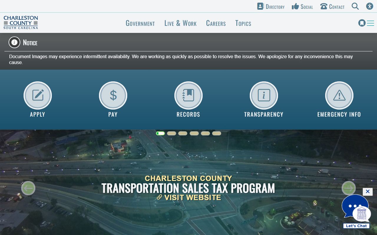 Charleston County government website traffic ticket records