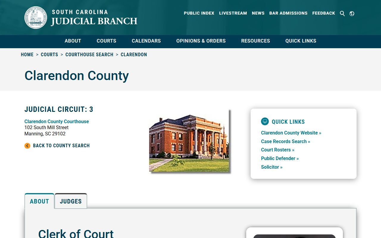 Clarendon County traffic ticket records SC Courts