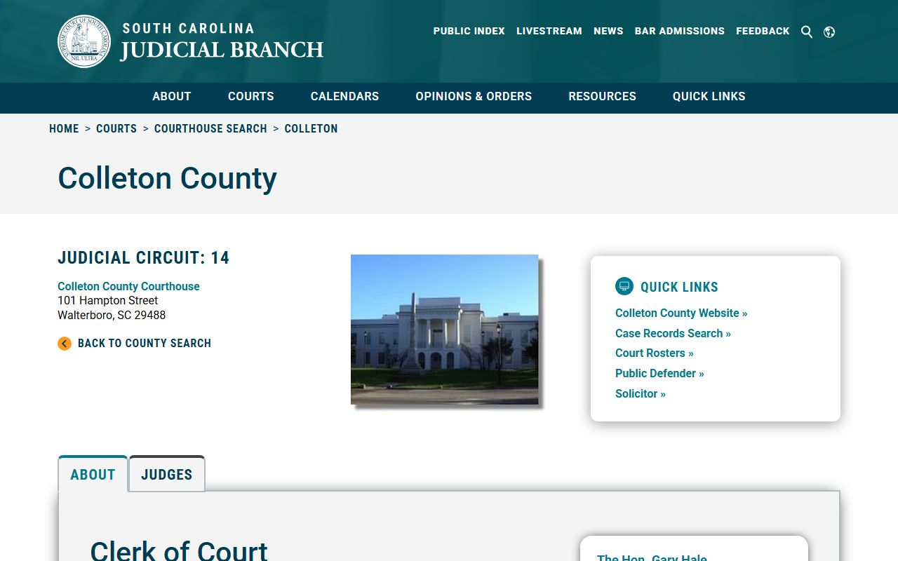 Colleton County SC Courts traffic records