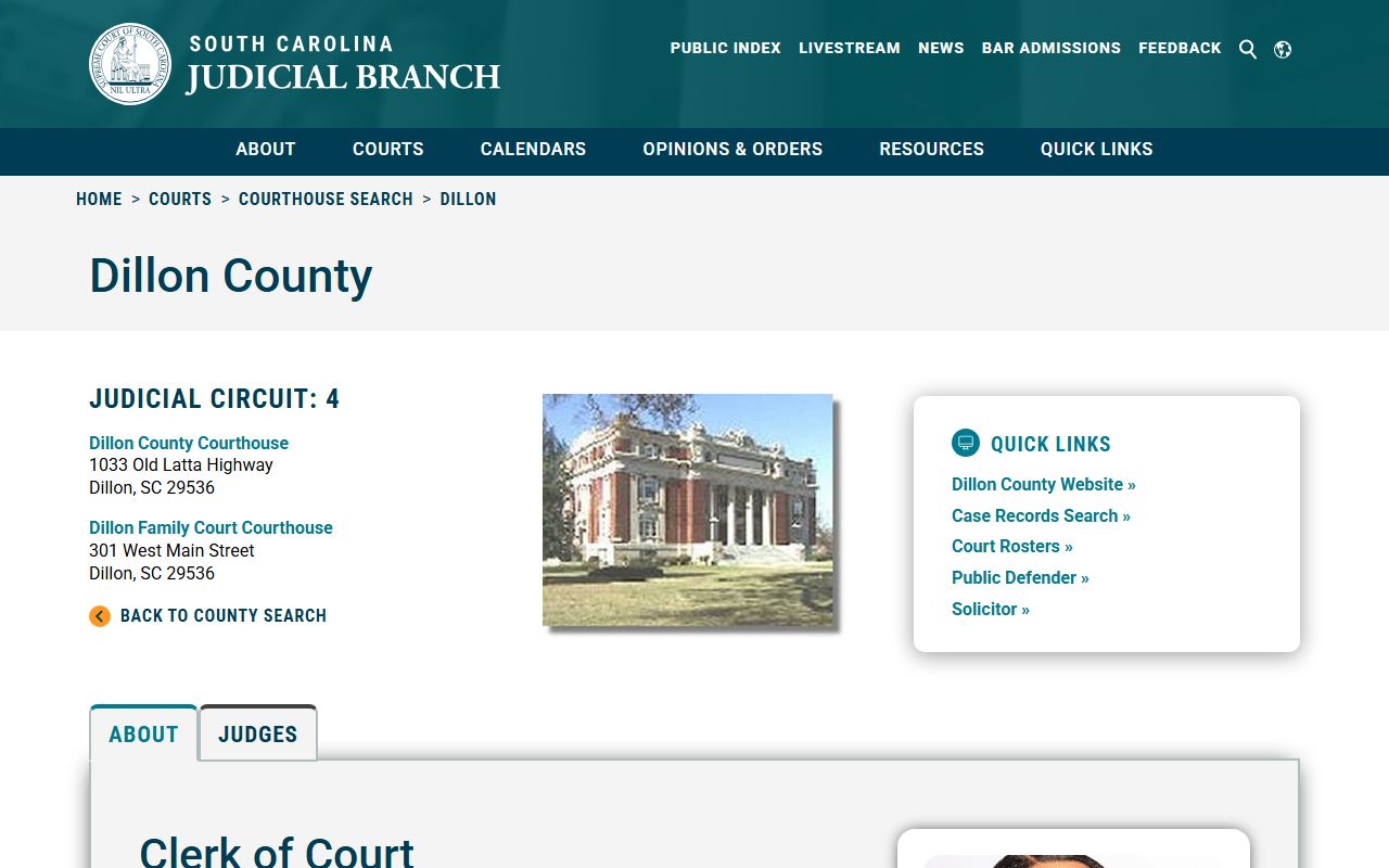 Dillon County traffic ticket records SC Courts