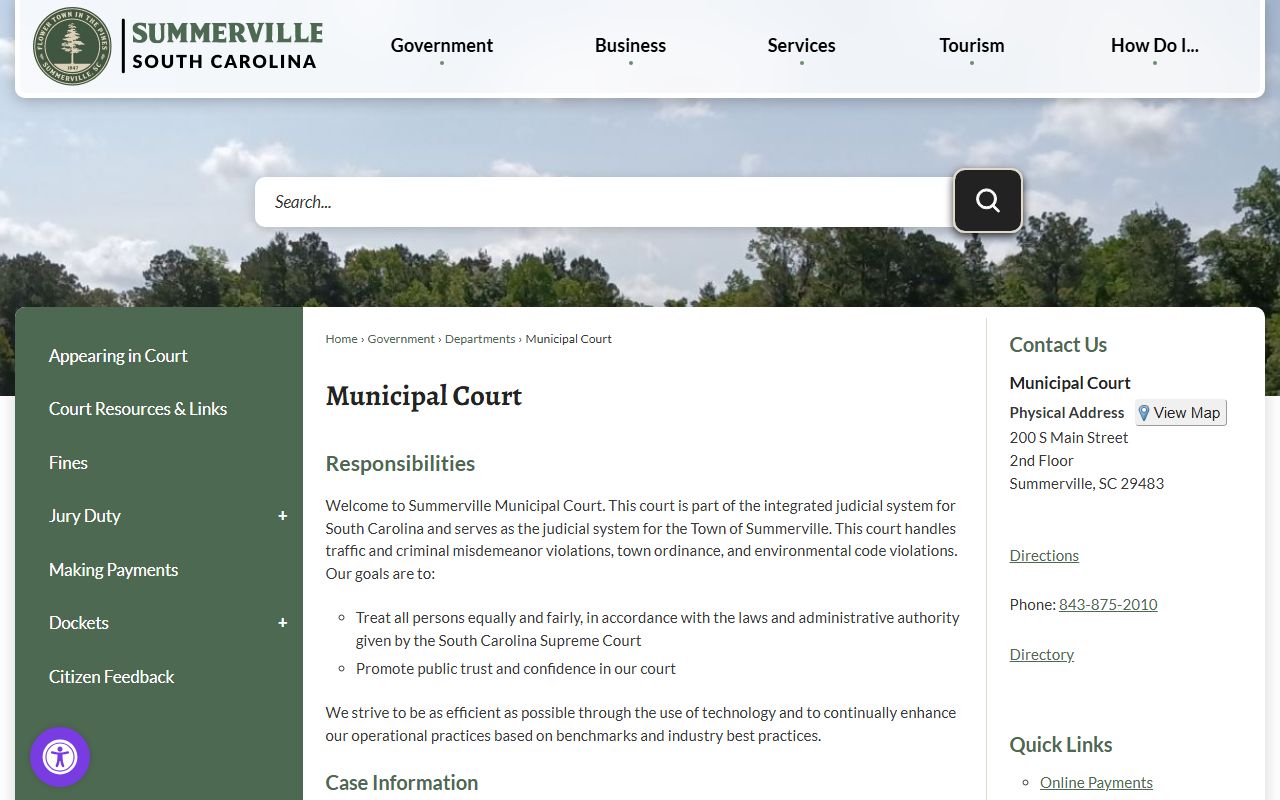 Dorchester County Summerville Municipal Court traffic records