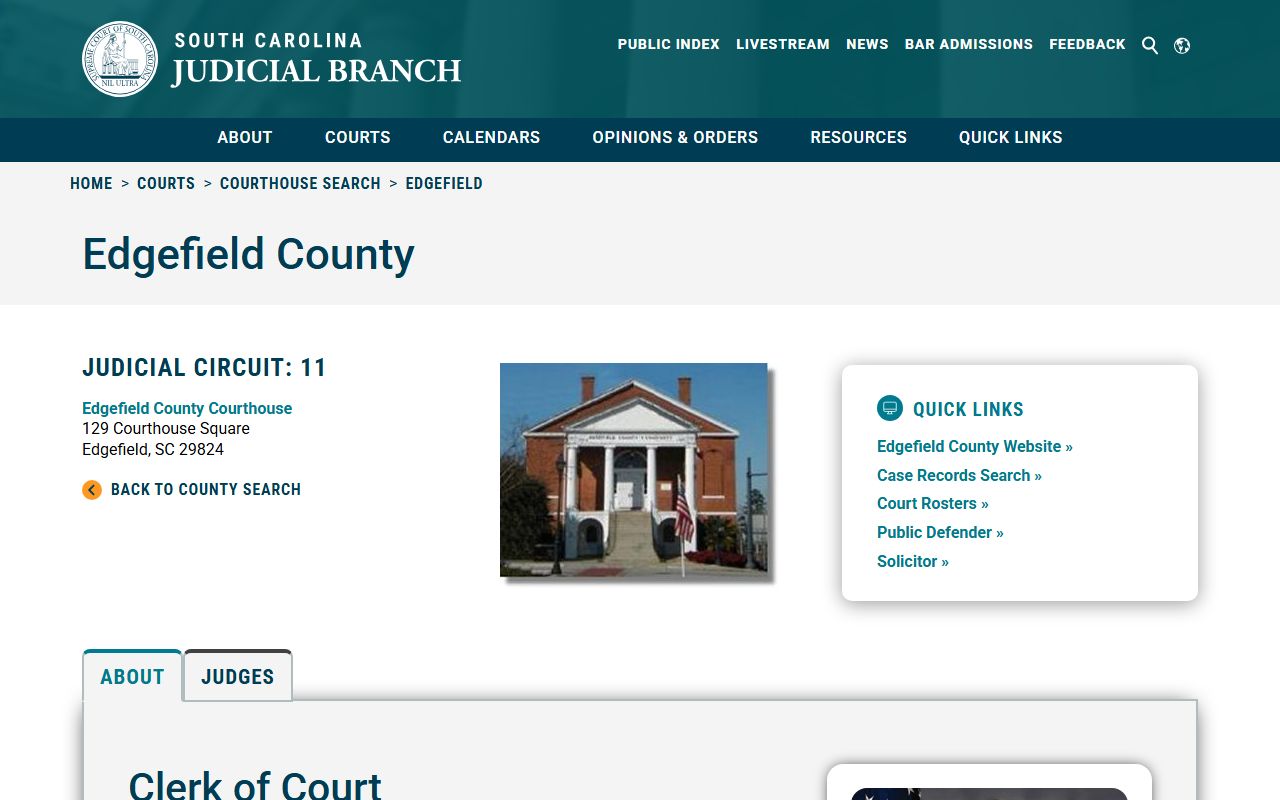 Edgefield County traffic ticket records SC Courts