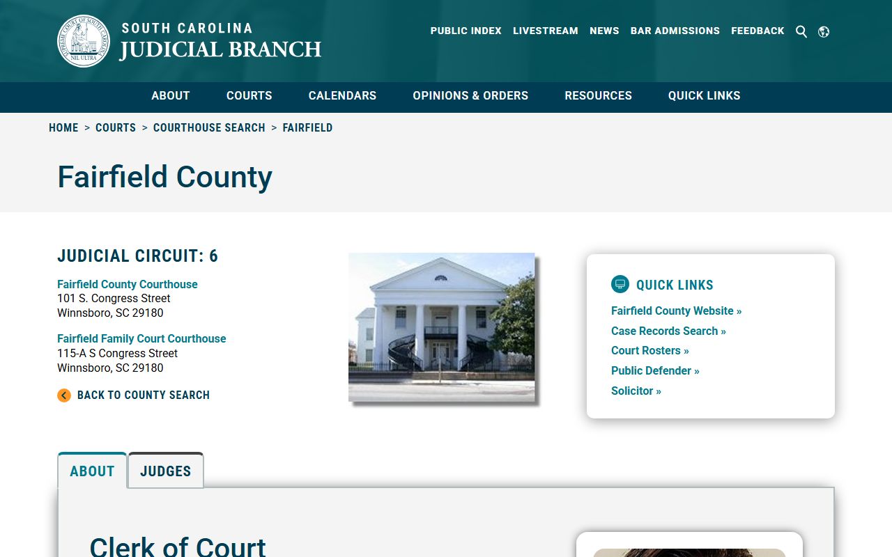 Fairfield County SC Courts traffic ticket records