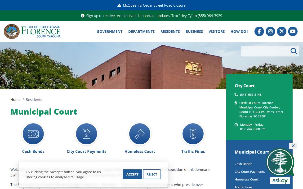 Florence County Municipal Court traffic ticket records