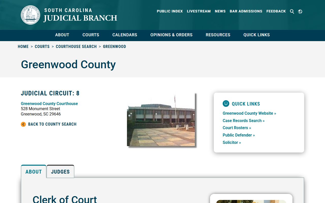 Greenwood County SC Courts traffic ticket records