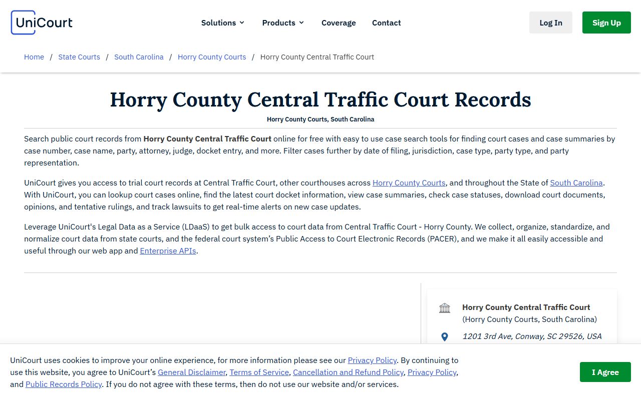 Horry County Central Traffic Court records