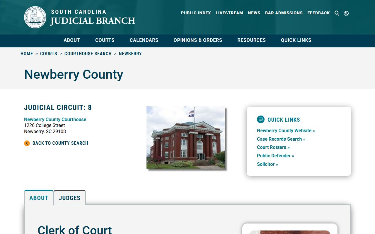 SC Courts information Newberry County traffic ticket records