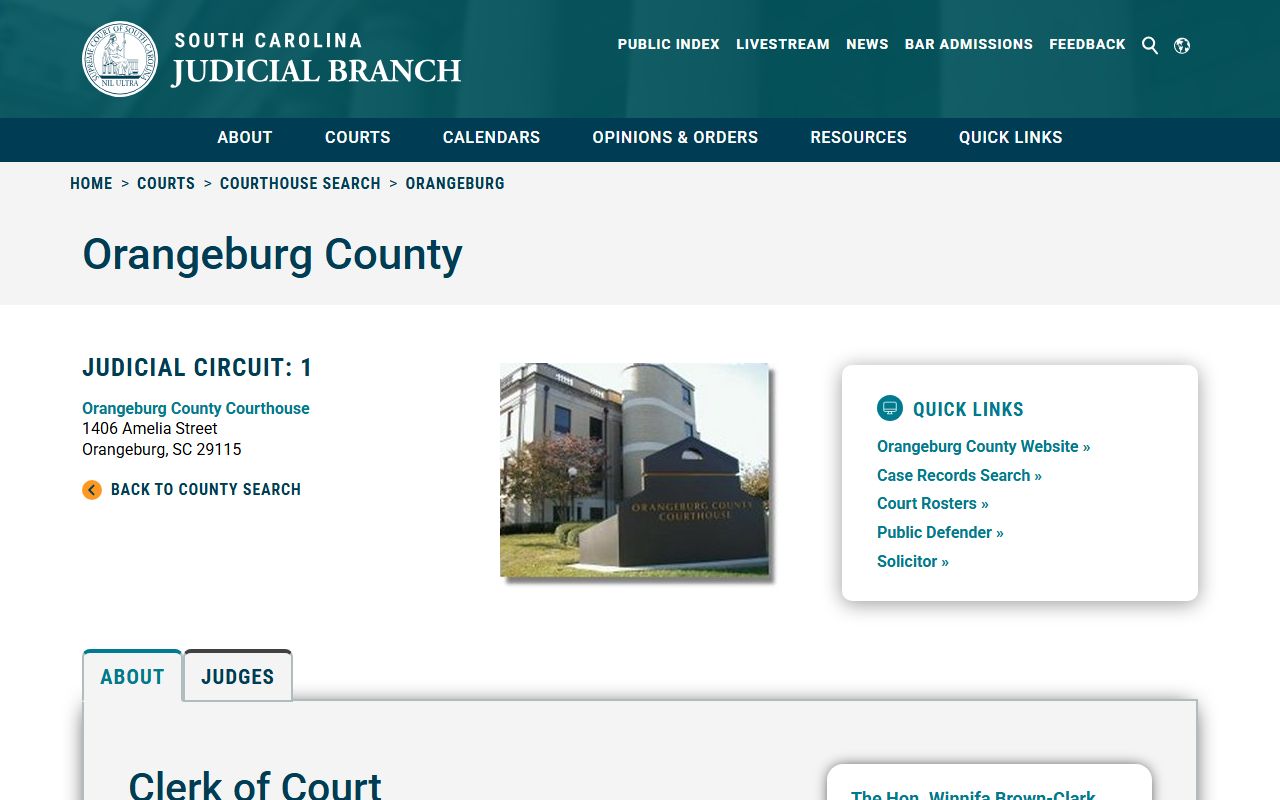 SC Courts information Orangeburg County traffic ticket records