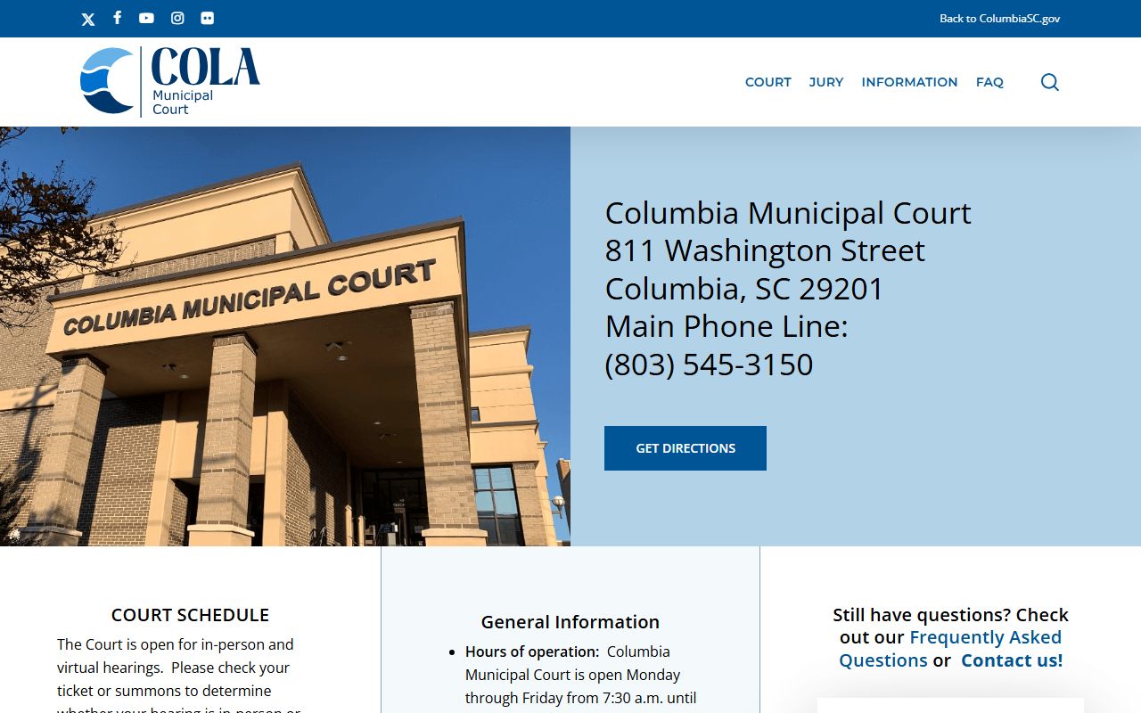 Columbia Municipal Court Richland County traffic ticket records