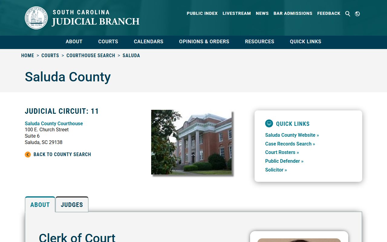Saluda County SC Courts courthouse information