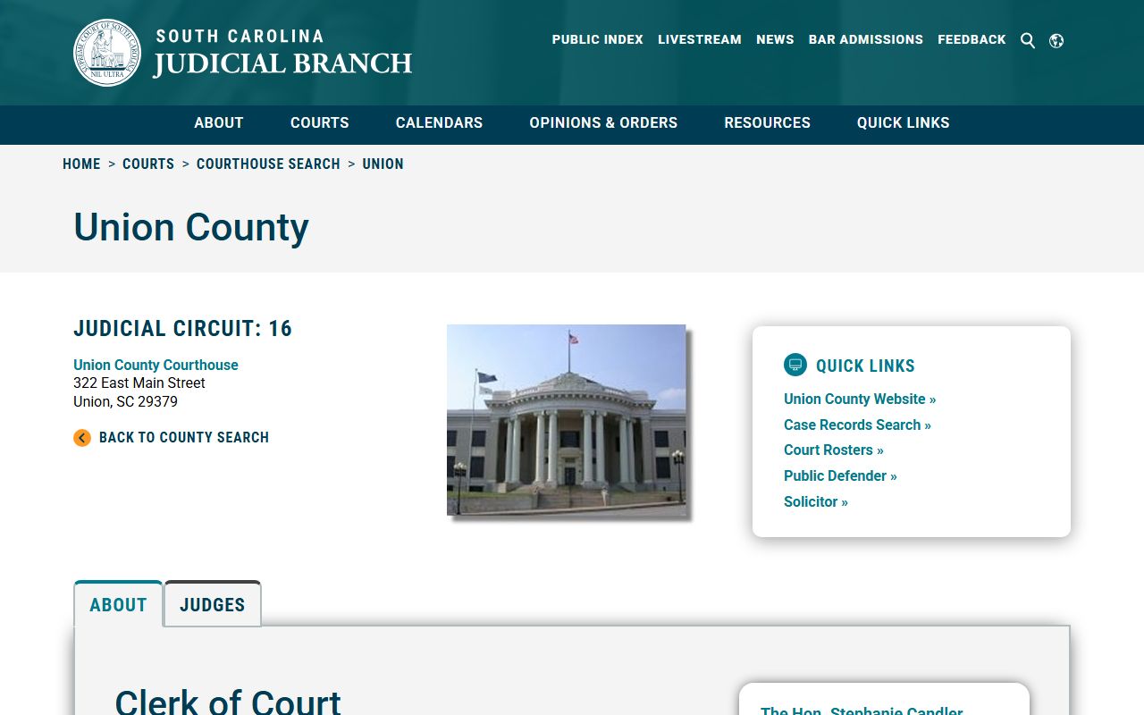 Union County SC Courts courthouse information